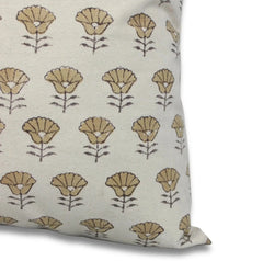 Beige Floral Handmade Pillow Cover - Kohinoor