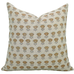 Beige Floral Handmade Pillow Cover - Kohinoor