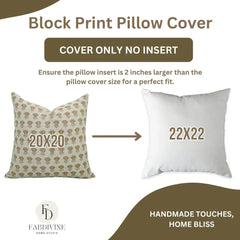 Beige Floral Handmade Pillow Cover - Kohinoor