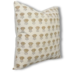 Beige Floral Handmade Pillow Cover - Kohinoor