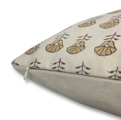 Beige Floral Handmade Pillow Cover - Kohinoor