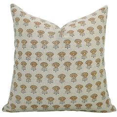 Block Print Linen Farmhouse Pillow Cover - Kohinoor