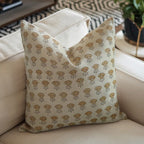 Block Print Linen Farmhouse Pillow Cover - Kohinoor