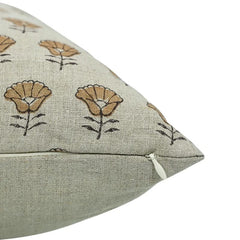 Block Print Linen Farmhouse Pillow Cover - Kohinoor