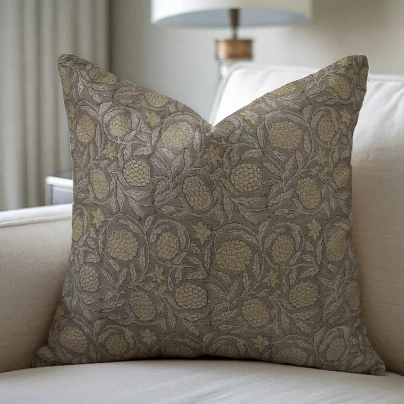 Meraki Printed Thick Linen Pillow Cover