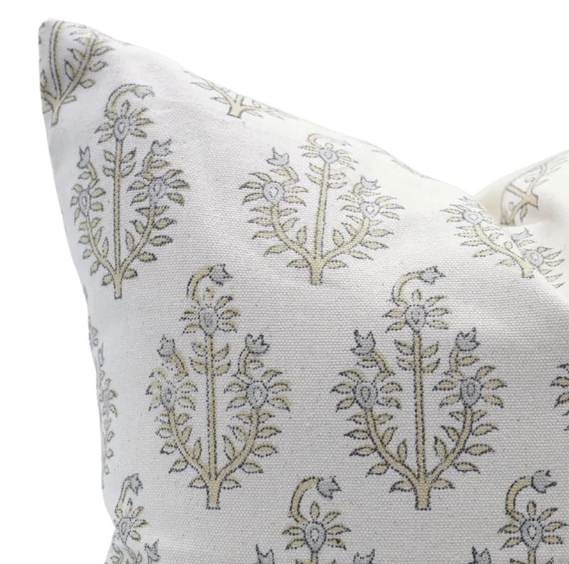 Handmade Gray Floral Throw Cover - Neelgagan