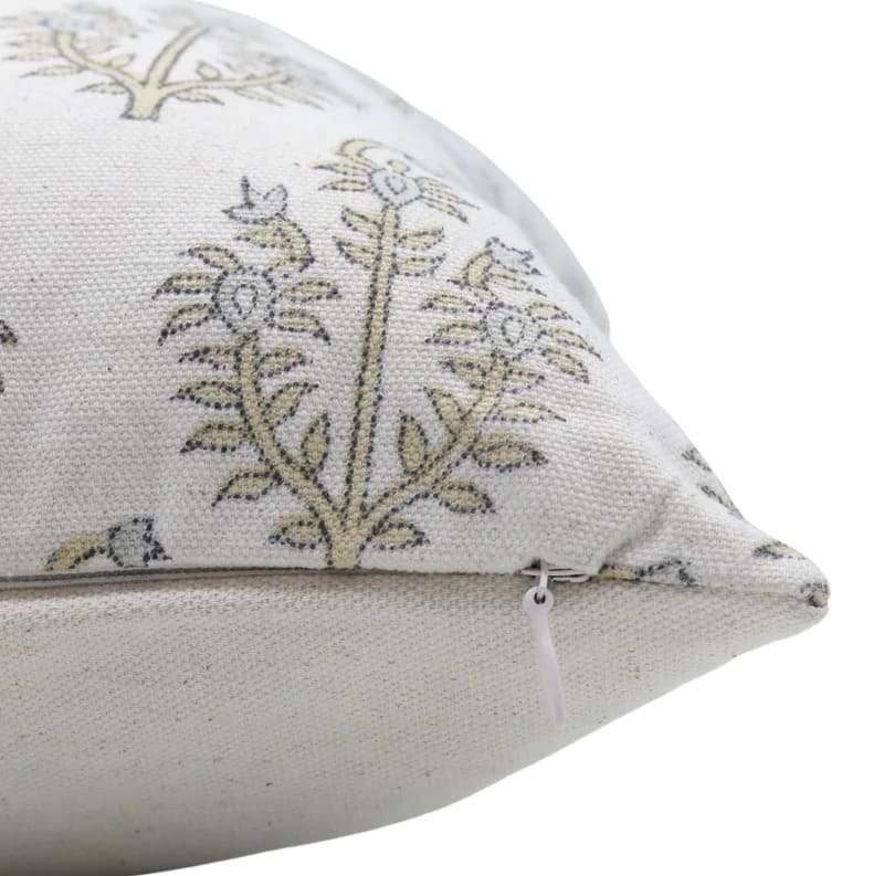 Handmade Gray Floral Throw Cover - Neelgagan