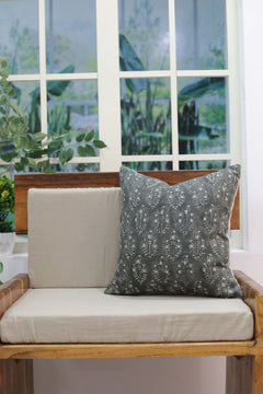 Indian Floral Print Linen Pillow Cover - Neelgagan
