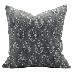 Indian Floral Print Linen Pillow Cover - Neelgagan