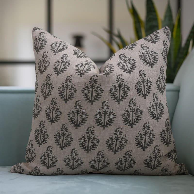 Neelgagan Floral Thick Linen Pillow Case