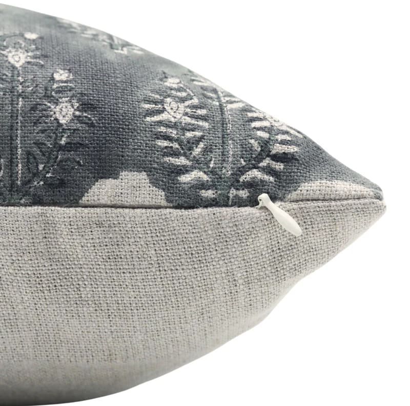 Indian Floral Print Linen Pillow Cover - Neelgagan