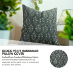 Indian Floral Print Linen Pillow Cover - Neelgagan