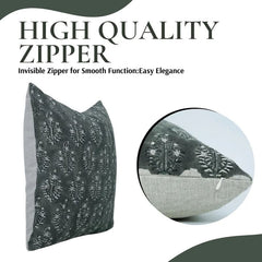 Indian Floral Print Linen Pillow Cover - Neelgagan