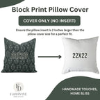Indian Floral Print Linen Pillow Cover - Neelgagan