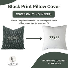 Indian Floral Print Linen Pillow Cover - Neelgagan