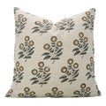 Handcrafted Brown Floral Linen Pillow Cover - Neha