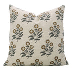 Handcrafted Brown Floral Linen Pillow Cover - Neha