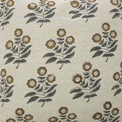 Handcrafted Brown Floral Linen Pillow Cover - Neha