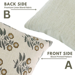 Handcrafted Brown Floral Linen Pillow Cover - Neha