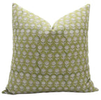 Indian Green Floral Linen Pillow Cover - Pankhudi