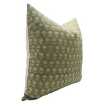 Indian Green Floral Linen Pillow Cover - Pankhudi