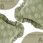 Block Printed Green Frill Cushion Cover || Rohini