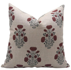 Block Print Brown Floral Throw Cover - Swadesh