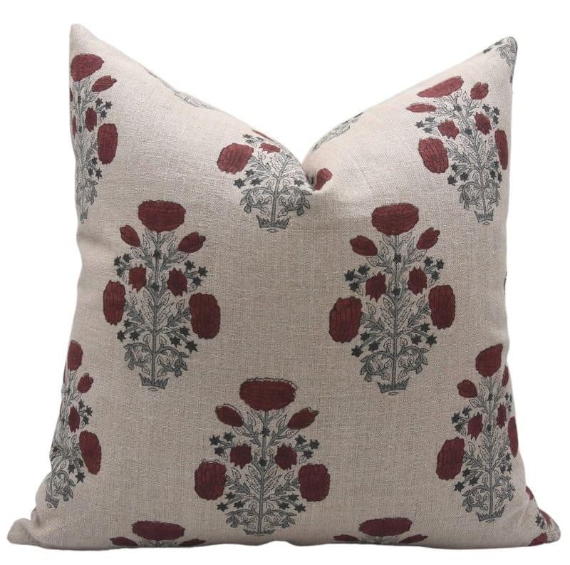 Block Print Brown Floral Throw Cover - Swadesh