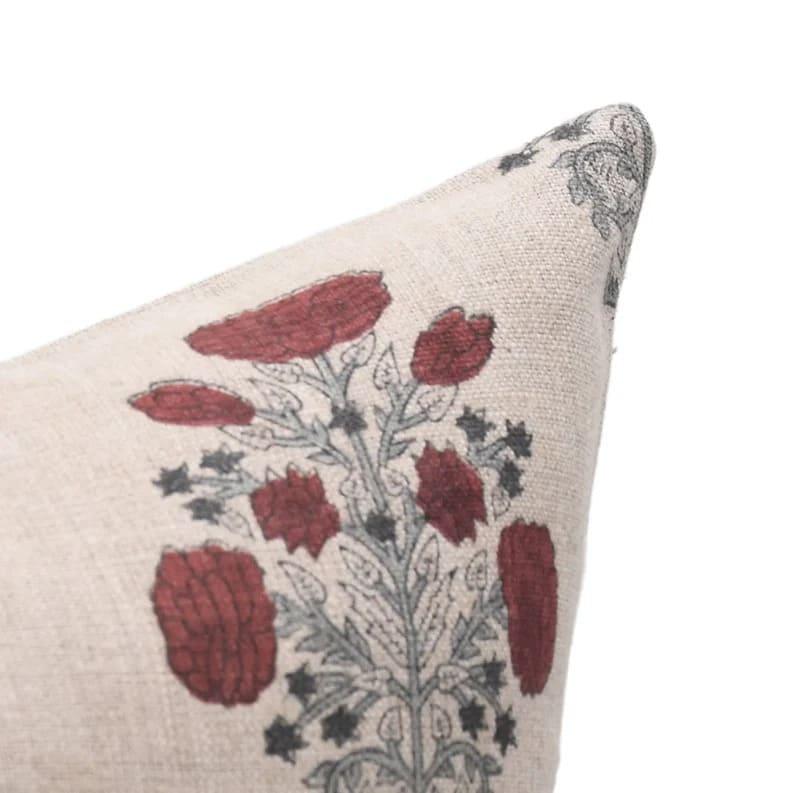 Block Print Brown Floral Throw Cover - Swadesh
