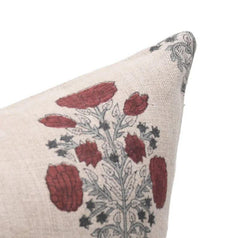 Block Print Brown Floral Throw Cover - Swadesh