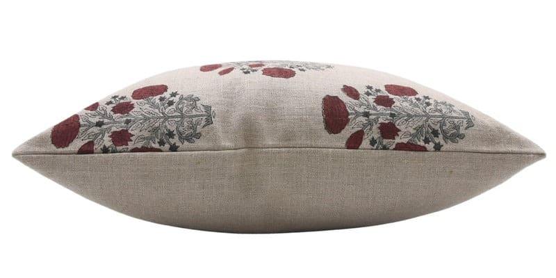 Block Print Brown Floral Throw Cover - Swadesh
