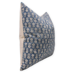 Blue Floral Handblock Pillow Cover - Tulsi Buti