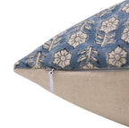 Blue Floral Handblock Pillow Cover - Tulsi Buti