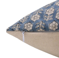 Blue Floral Handblock Pillow Cover - Tulsi Buti