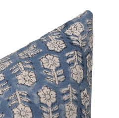 Blue Floral Handblock Pillow Cover - Tulsi Buti