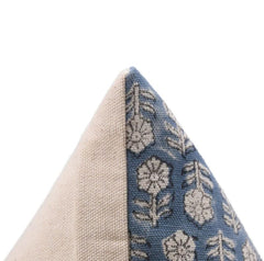 Blue Floral Handblock Pillow Cover - Tulsi Buti