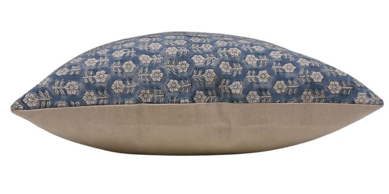 Blue Floral Handblock Pillow Cover - Tulsi Buti