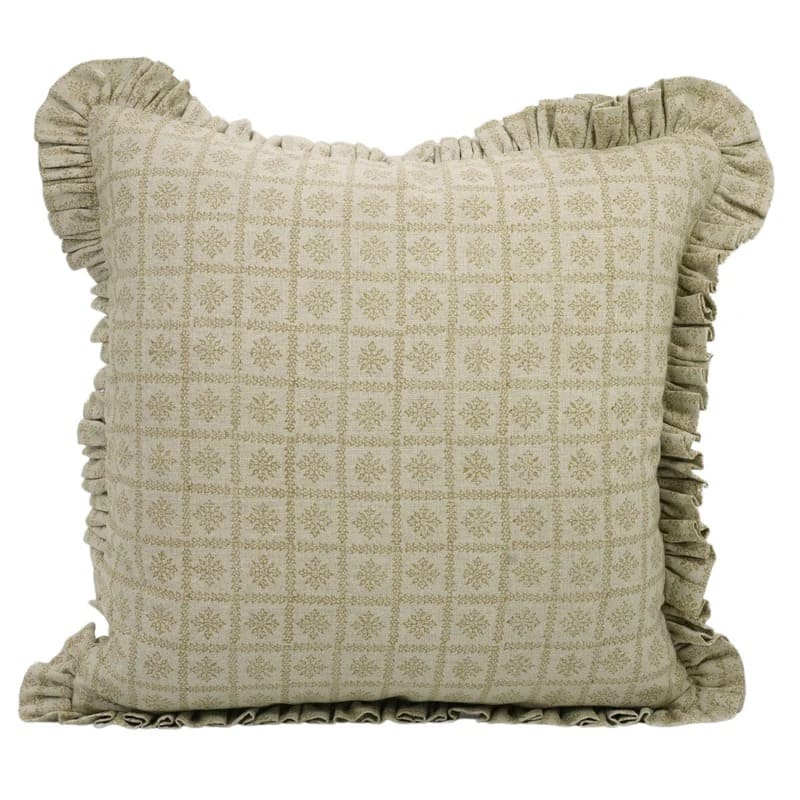 Handmade Pure Linen Frill Pillow Cover - Choco Chips