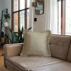 Handmade Pure Linen Frill Pillow Cover - Choco Chips