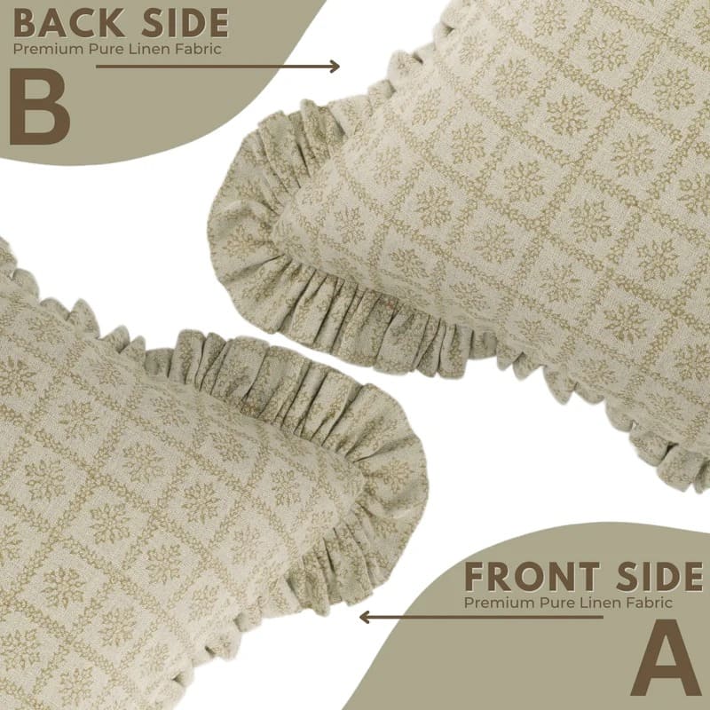 Handmade Pure Linen Frill Pillow Cover - Choco Chips