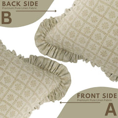 Handmade Pure Linen Frill Pillow Cover - Choco Chips