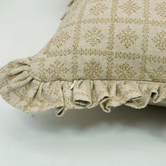 Handmade Pure Linen Frill Pillow Cover - Choco Chips