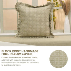 Handmade Pure Linen Frill Pillow Cover - Choco Chips
