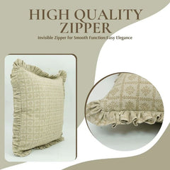 Handmade Pure Linen Frill Pillow Cover - Choco Chips