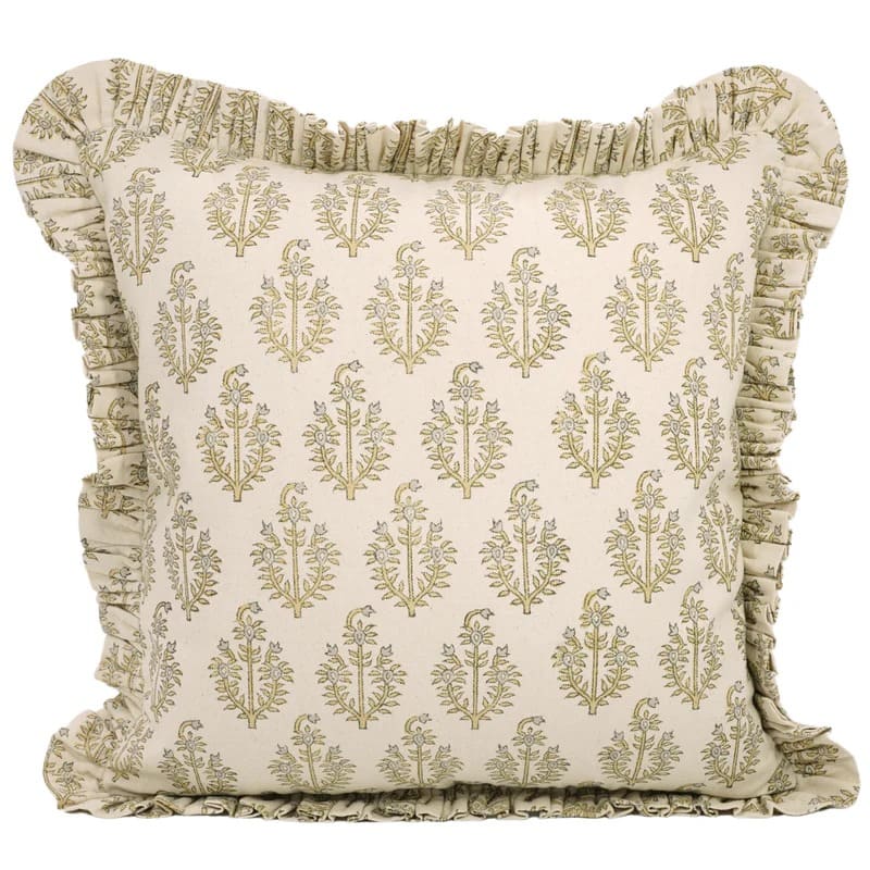Handmade Duck Canvas Frill Pillow Cover - Neelgagan