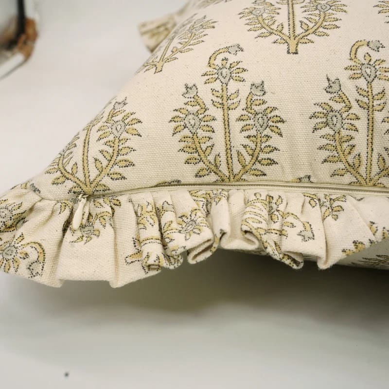 Handmade Duck Canvas Frill Pillow Cover - Neelgagan