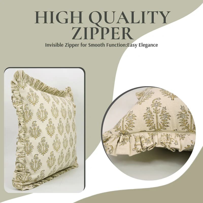 Handmade Duck Canvas Frill Pillow Cover - Neelgagan