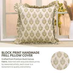 Handmade Duck Canvas Frill Pillow Cover - Neelgagan