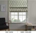 Wooden Block Print Pure Linen Roman Shade - Mayra