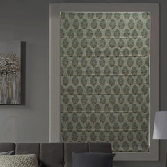 Wooden Block Print Pure Linen Roman Shade - Mayra